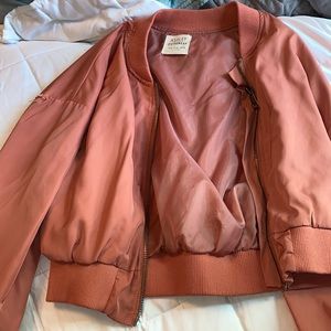 Coral bomber style jacket
